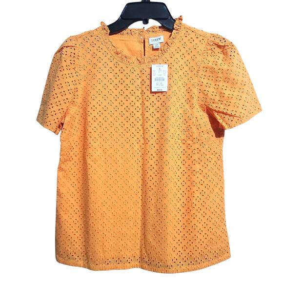 J. Crew Factory Eyelet Puff-Sleeve Top Saffron Size XS NWT - Picture 2 of 6